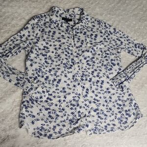 L Banana Republic Blue Floral Shirt